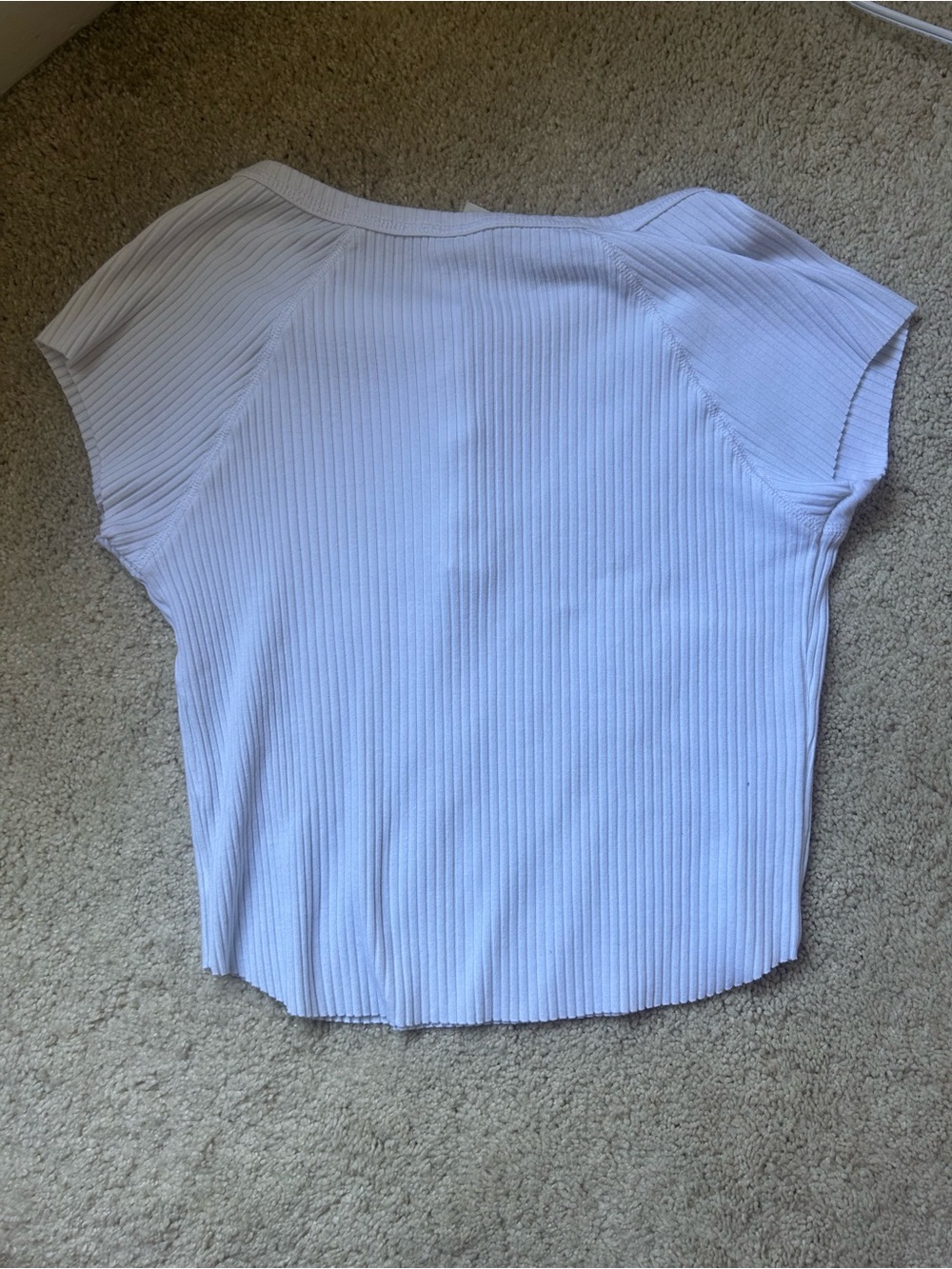 White Ribbed Henley Top - Picture 3 of 3